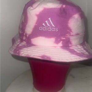 Adidas Pink and White Tie-Dye Bucket Hat